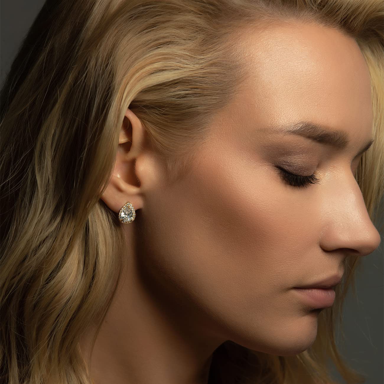 A+O Wedding Bridesmaid Jewelry Gift - Pear Teardrop Stud Post or Clip on Earrings in Gold, Rose Gold, Silver - Image 5