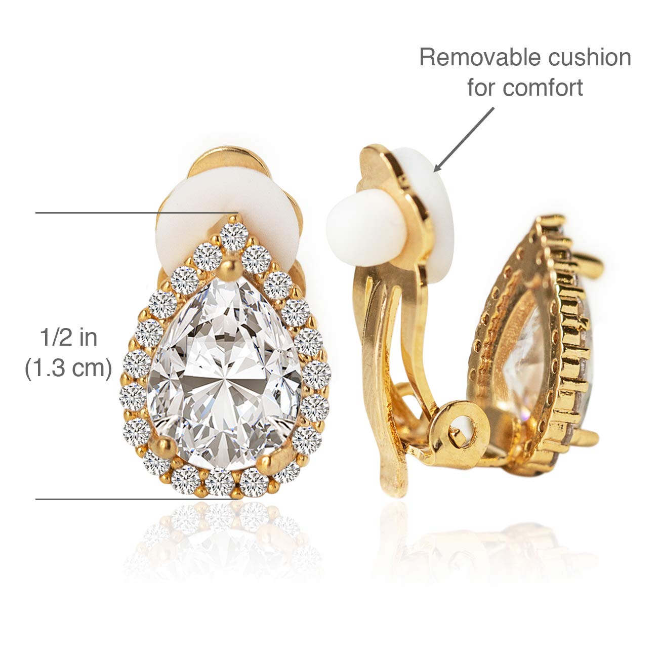 A+O Wedding Bridesmaid Jewelry Gift - Pear Teardrop Stud Post or Clip on Earrings in Gold, Rose Gold, Silver - Image 6