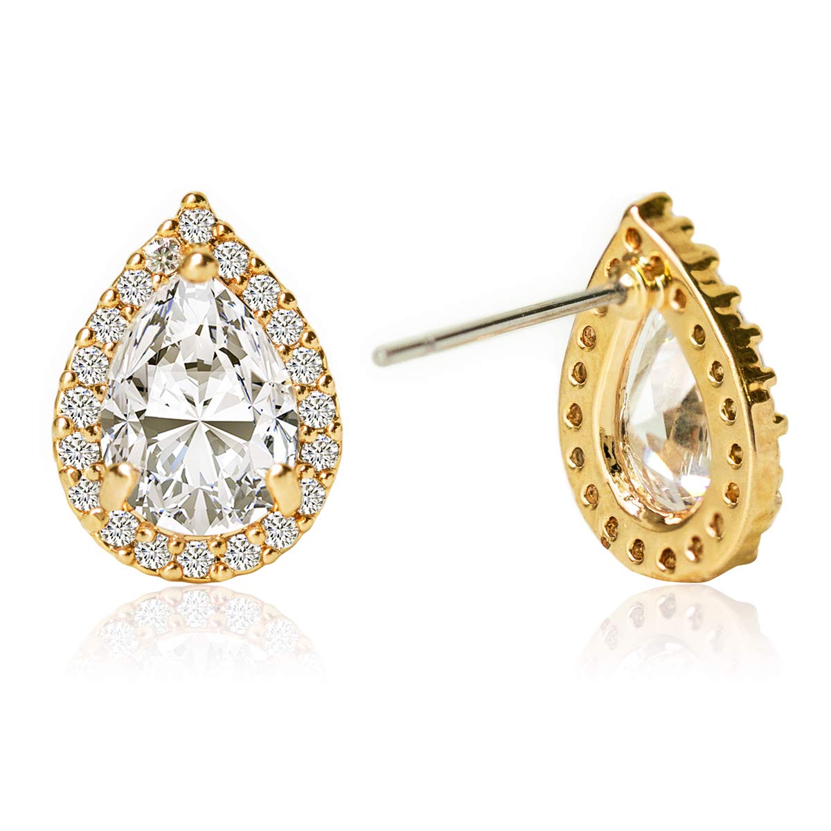 A+O Wedding Jewelry Set, Tear Drop Necklace and Earrings Set in Gold, Rose Gold, Silver - Image 4